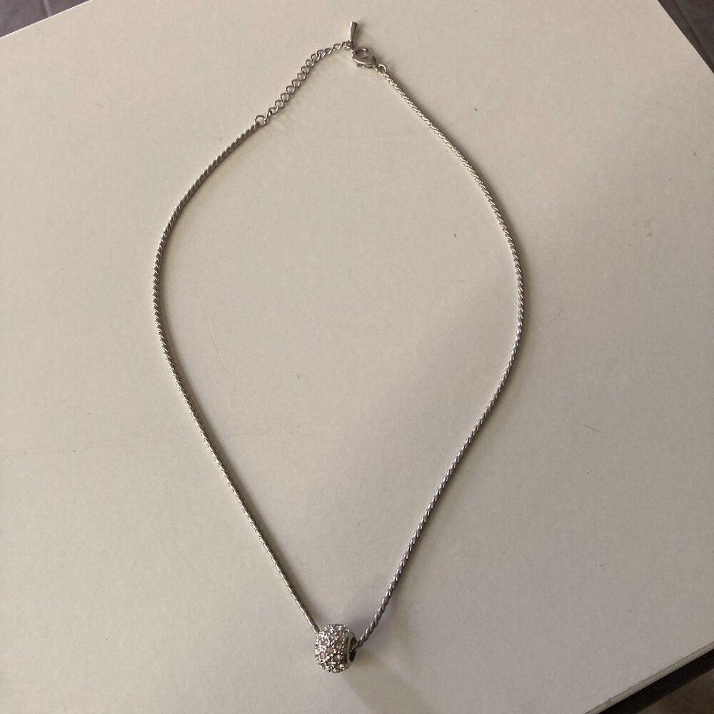 Silver Pave Rhinestone Necklace - Picture 2 of 3